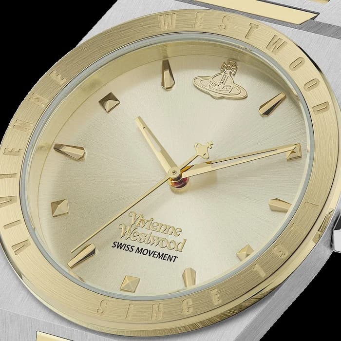 Montre Femme Vivienne Westwood Charterhouse VV244CPSG bracelet bicolore en acier cadran doré vue 4