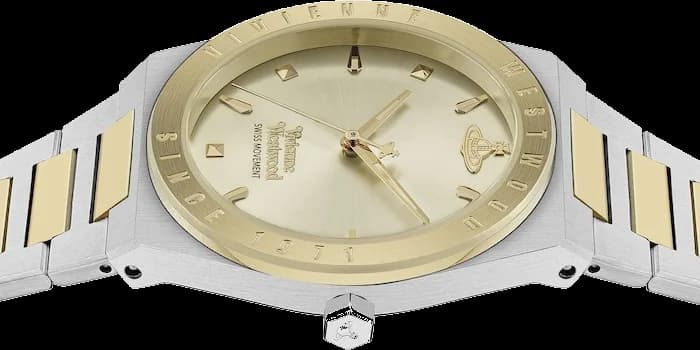 Montre Femme Vivienne Westwood Charterhouse VV244CPSG bracelet bicolore en acier cadran doré vue 5