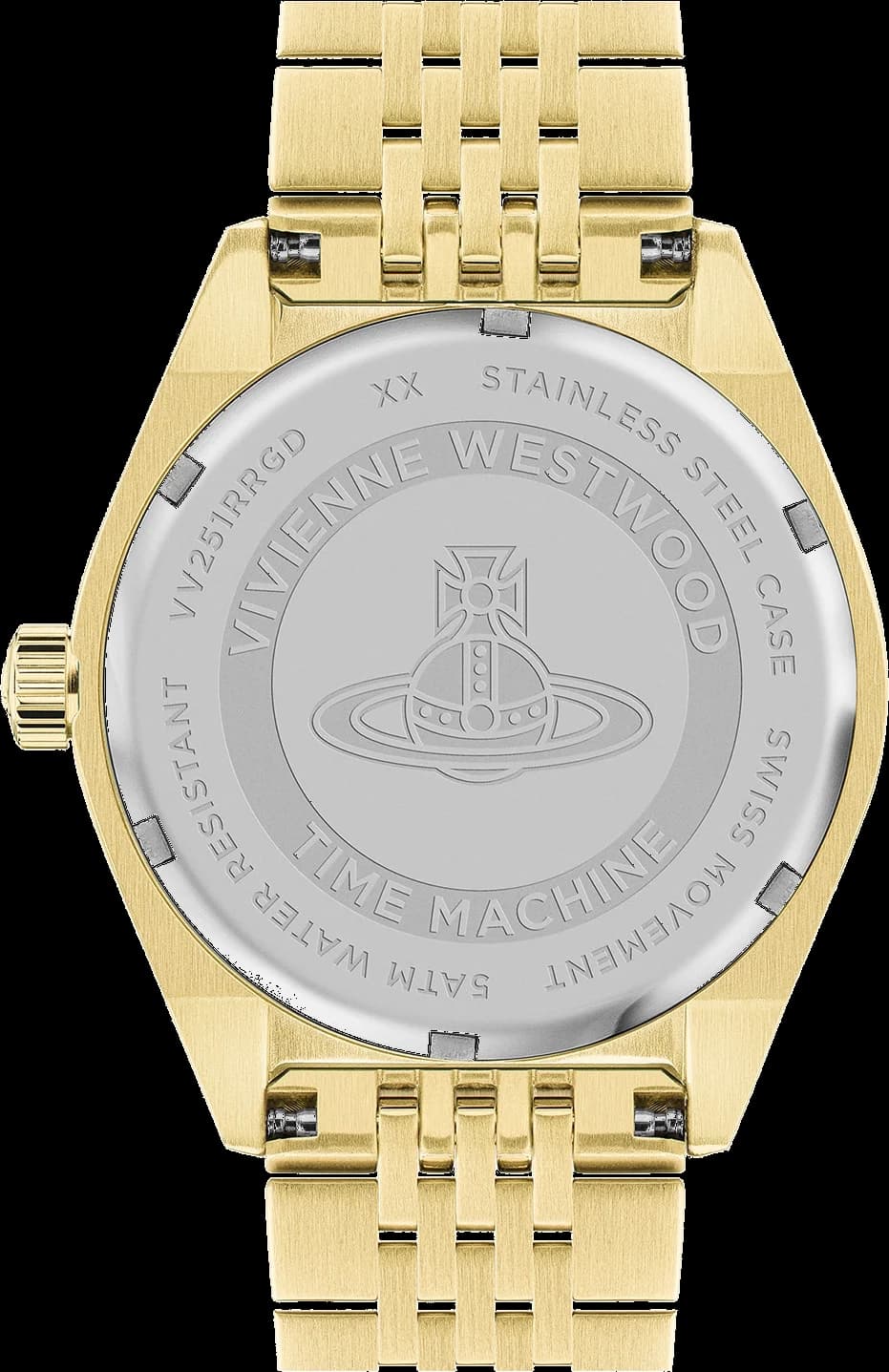 Vivienne Westwood VV251RRGD Lady Sydenham Gold Stainless Steel and Fuchsia Dial Watch vue 3