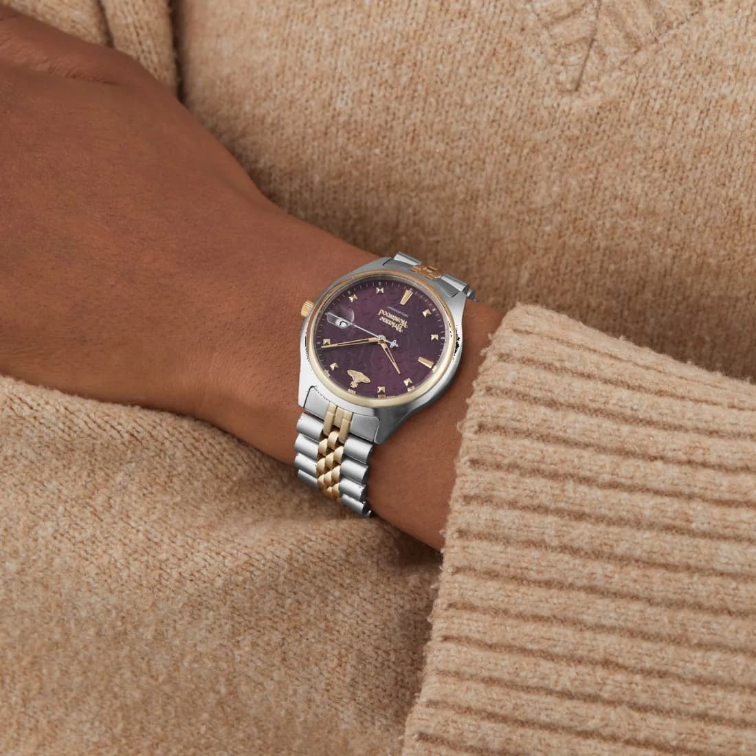 Vivienne Westwood Camberwell VV261BYSG Two-Tone Steel Bracelet Purple Dial Women's Watch vue 7