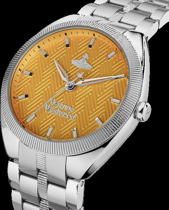 Vivienne Westwood The Mews VV281TNSL Silver Steel Bracelet Orange Dial Women's Watch vue 2