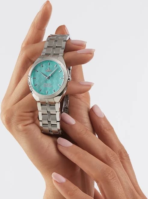 Vivienne Westwood The Mews VV281TQSL Women's Watch, Silver Steel Bracelet, Turquoise Dial vue 6