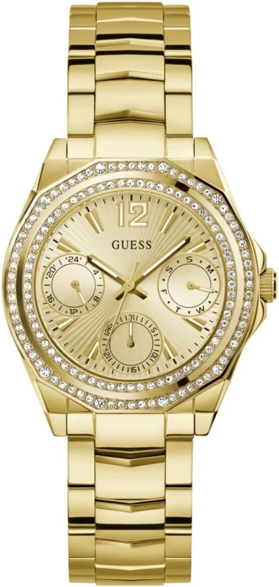 Guess GW0685L2 montre femme, cadran doré, bracelet maillons acier