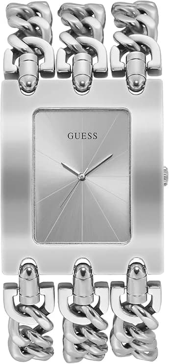 Guess W1274L1 montre femme, cadran argent sur bracelet acier maille chaîne