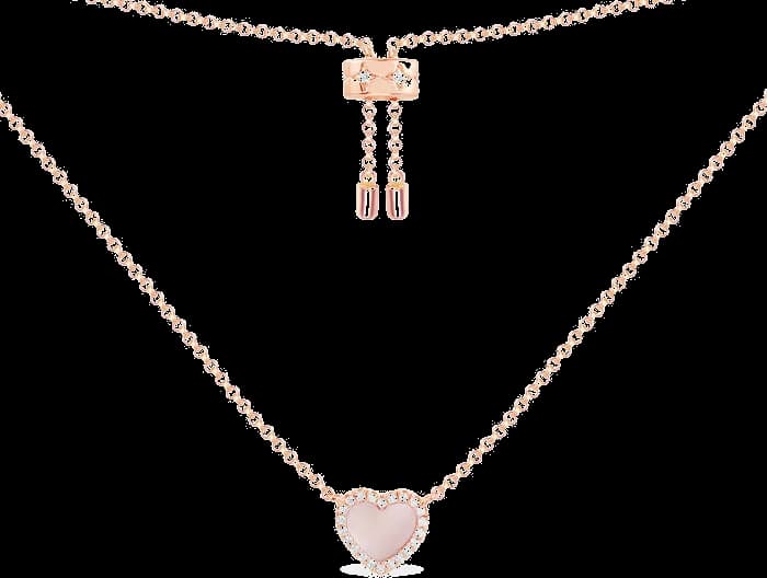Collier ajustable APM Monaco coeur nacre rose incrusté de cristaux