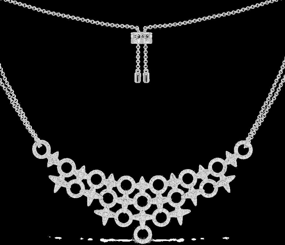 Collier APM Monaco ajustable double chaîne météorites et cercles en argent 925