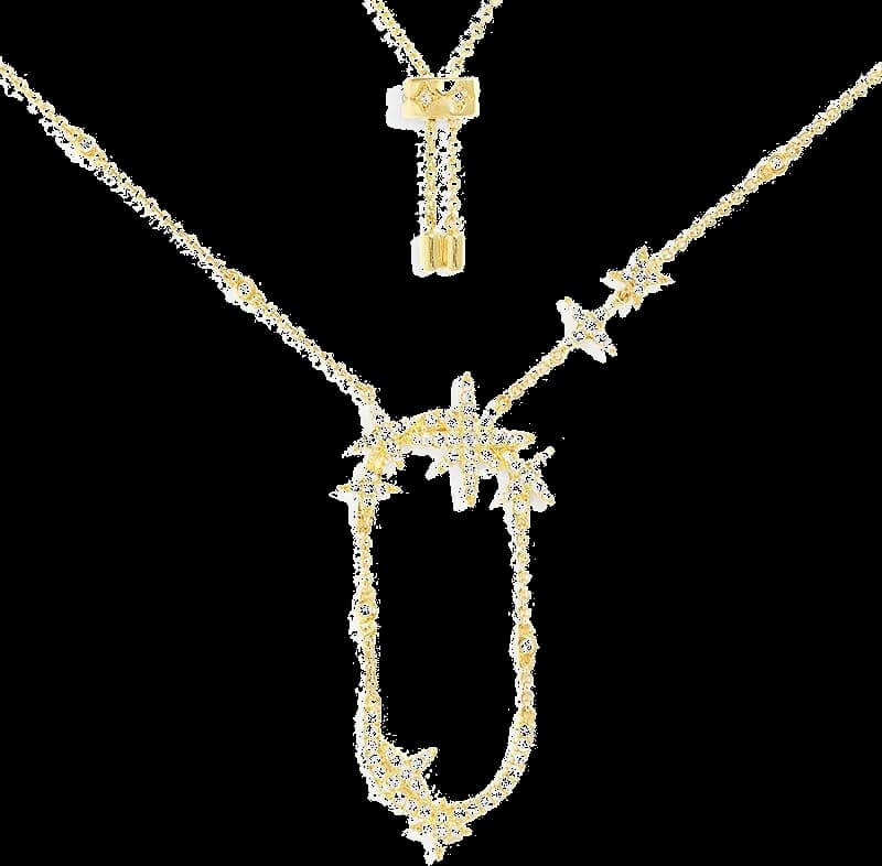 Collier APM Monaco ajustable météorites serti plaqué or doré jaune