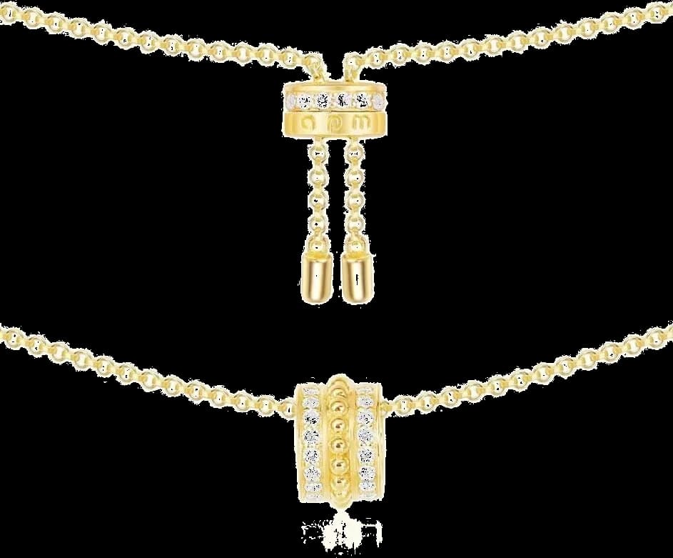 Collier APM Monaco ajustable cercle orné de cristaux plaqué or jaune