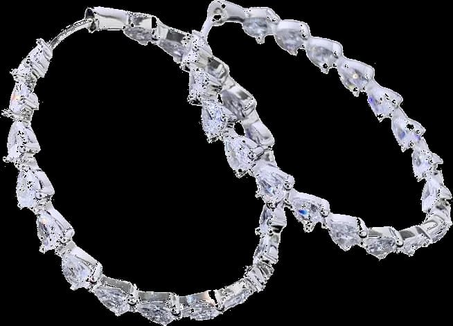 Boucles d'oreilles Créoles Apm Monaco en argent 925 cristaux poire blancs