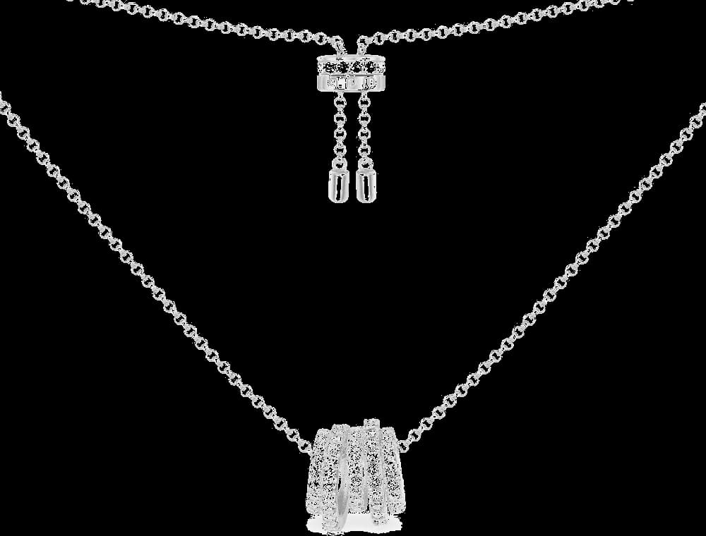 Collier APM Monaco ajustable White Hoop anneaux incrustés de cristaux en argent 925