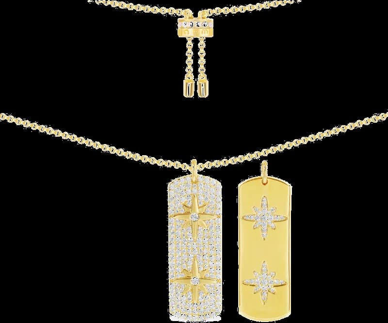 Collier ajustable APM Monaco plaque météorites plaqué or jaune micropavé de zirconium