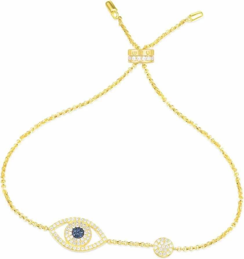 Bracelet APM Monaco Lucky Eye plaque or jaune 18 carats pavé de cristaux