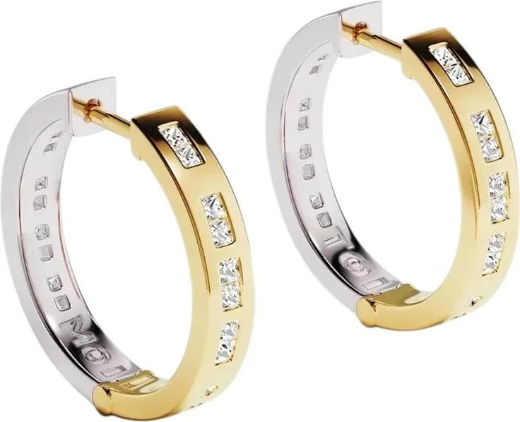 Boucles d'oreilles créoles APM Monaco Code Morse Toi Moi plaqué or jaune 18 carats