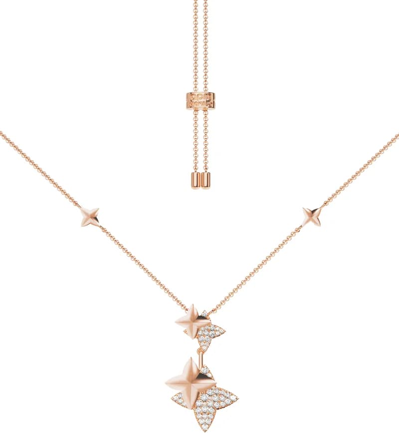 Collier APM Monaco ajustable double météorites ajustable plaqué or rose