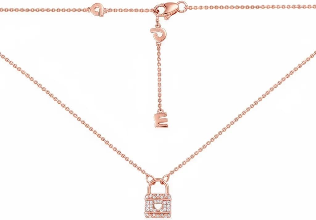 Collier APM Monaco cadenas incrusté de cristaux plaqué or rose