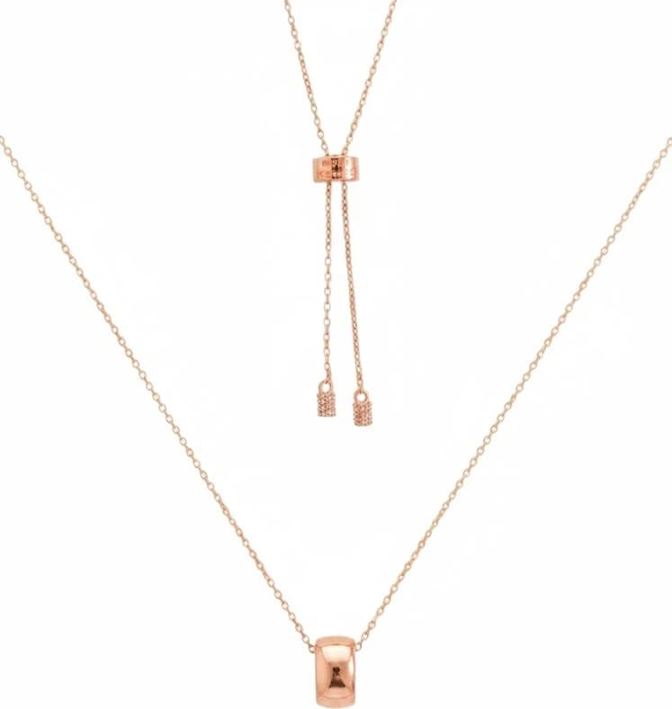 Collier APM Monaco ajustable avec pendentif anneau en argent 925 or rose