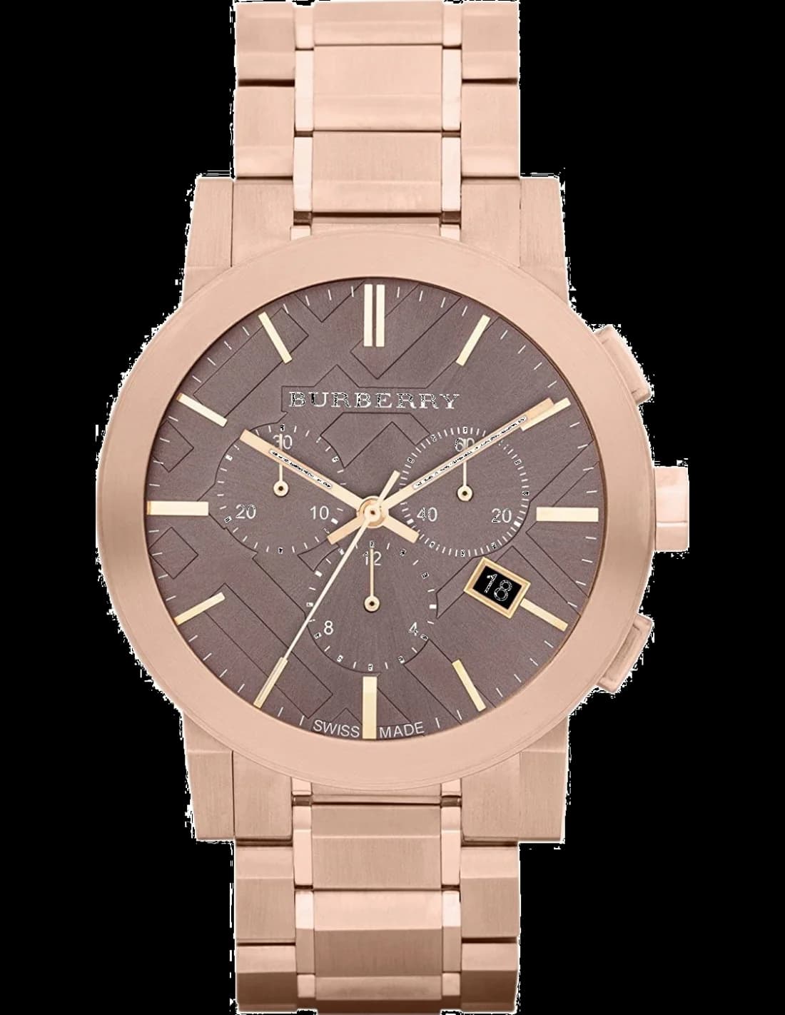 Montre Homme Burberry BU9353 Chronographe Acier Or Rose et Cadran Marron