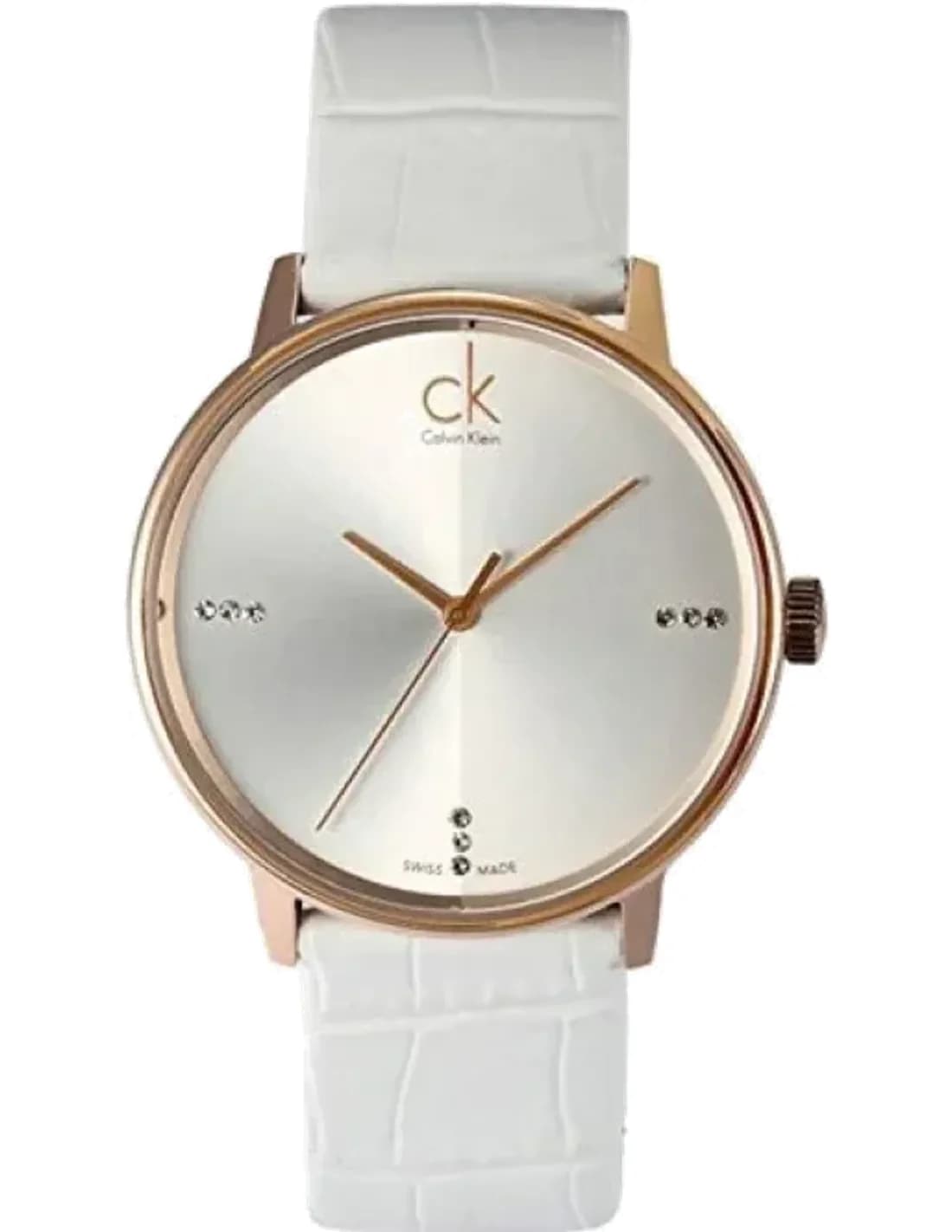 Montre Calvin Klein K2Y2X6KW Boîtier Or Rose et Bracelet Cuir Blanc