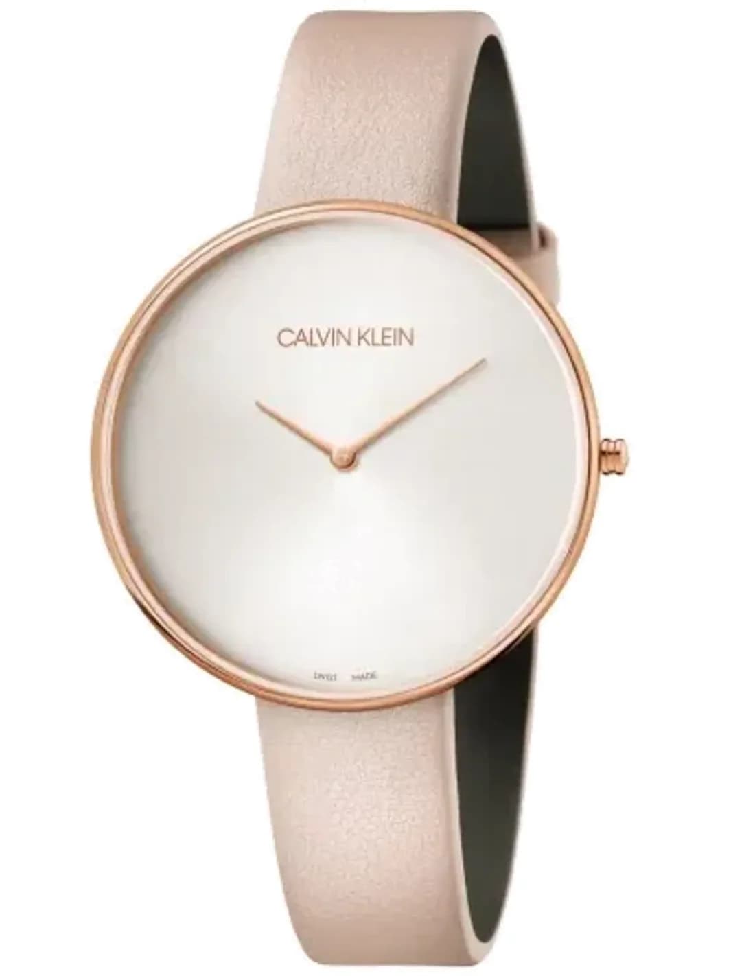 Calvin Klein K8Y236Z6 Watch with Rose Leather Strap and Minimalist Dial