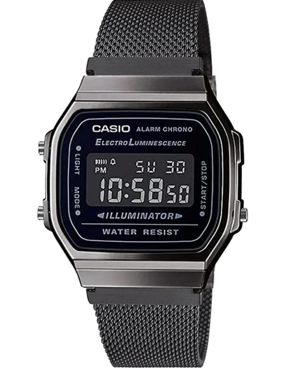 Montre Casio A168WEMB-1BDF Digitale en Maille Milanaise Noire