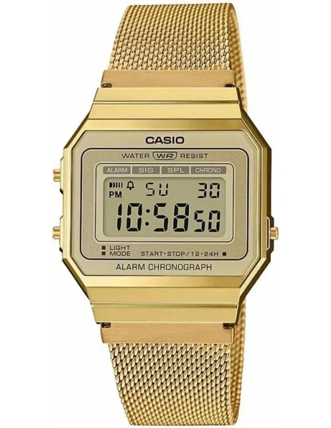 Montre Casio A700WEMG-9AEF Dorée à Affichage Digital et Maille Milanaise