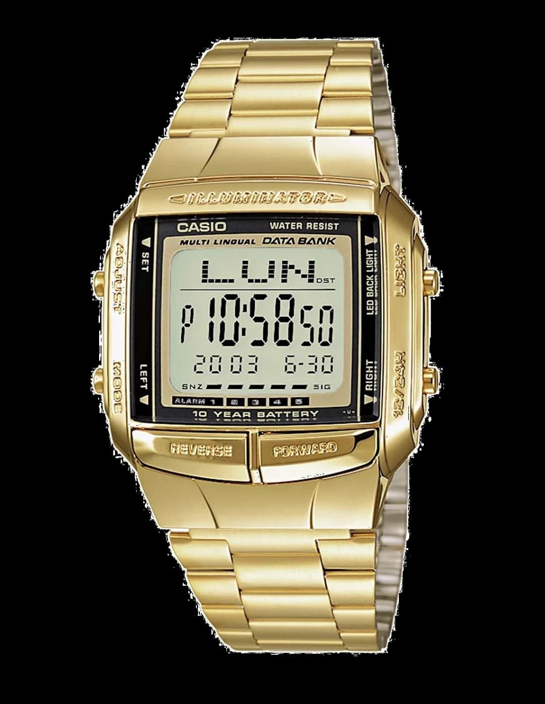 Montre Casio DB-360GN-9AEF Data Bank en Métal Doré Jaune