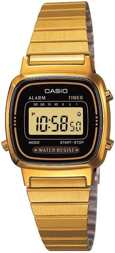 Casio LA670WEGA-1EF Gold Digital Black Square Dial Women's Watch