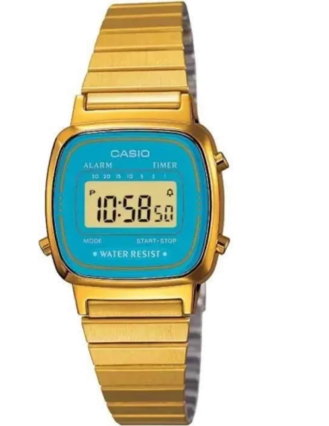 Casio LA670WEGA-2EF Gold and Turquoise Dial Watch