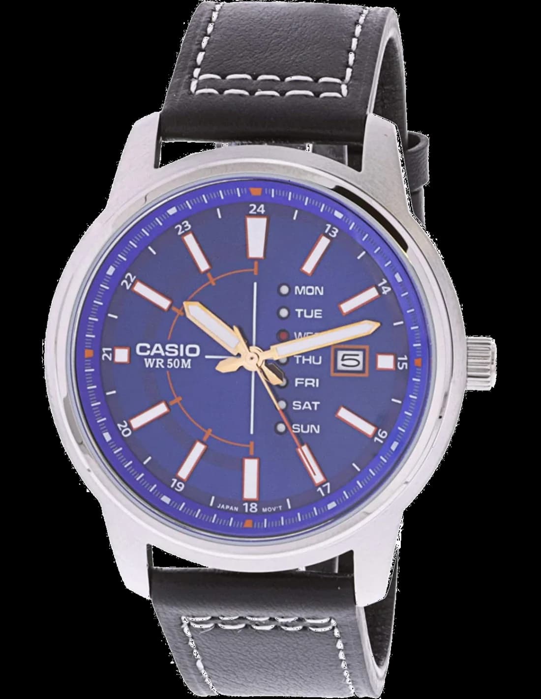 Montre Homme Casio MTP-E128L-2A1V Cadran Bleu et Bracelet Cuir
