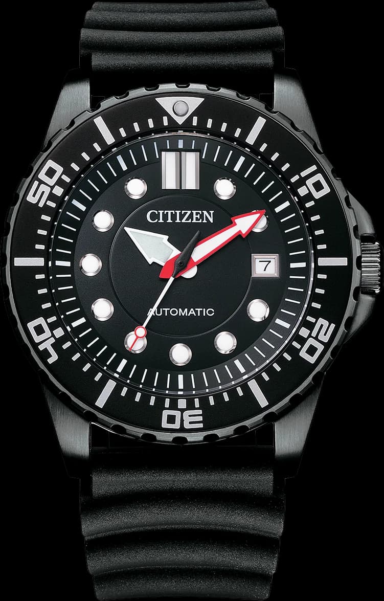 Citizen NJ0125-11E Automatic Sport Watch with Black Silicone Strap