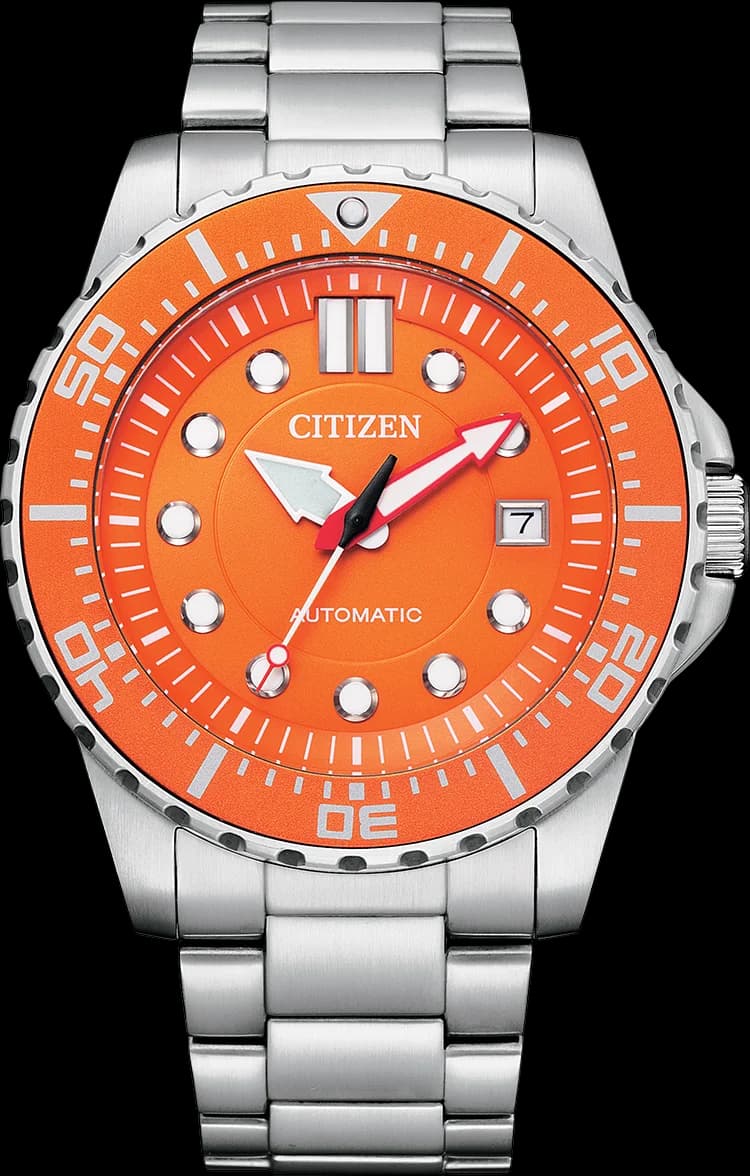 Citizen NJ0128-80X Automatic Orange Dial Stainless Steel Sports Watch