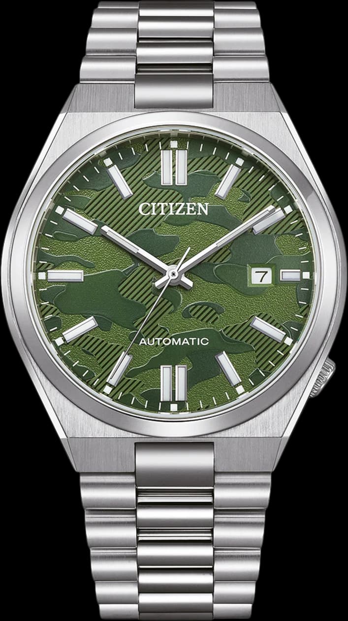 Citizen NJ0159-86X Automatic Green Camouflage Dial and Steel Strap Watch
