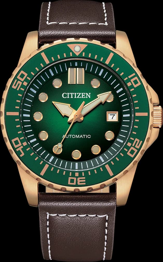 Citizen NJ0173-18X Automatic Green Dial and Brown Leather Watch