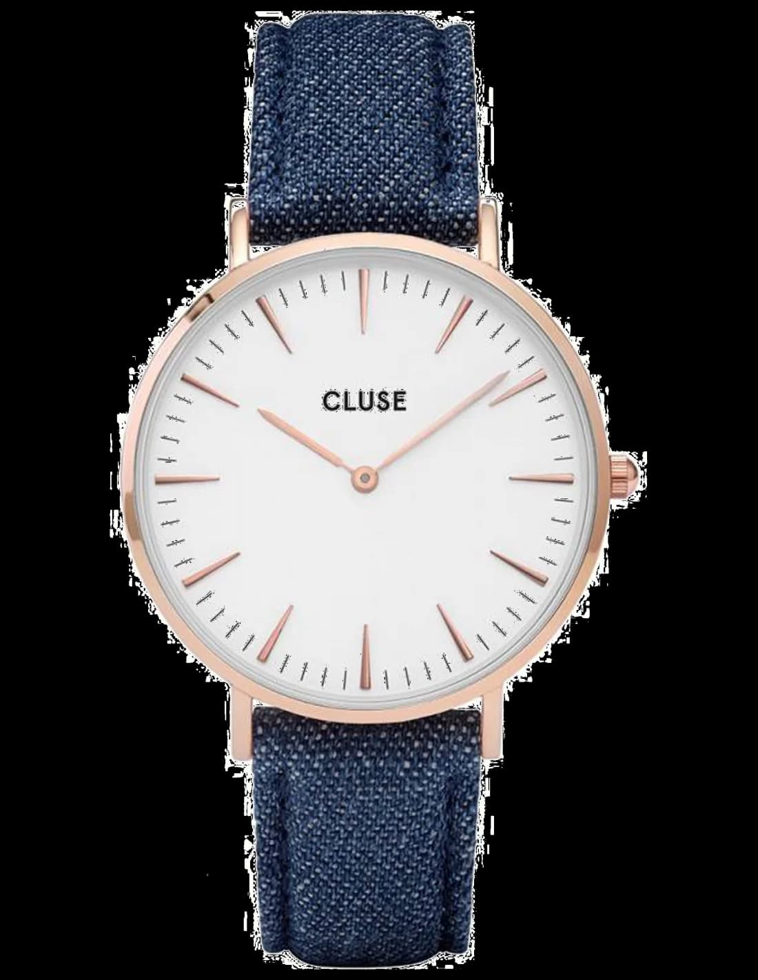 Montre Cluse La Bohème CL18025 Bracelet Cuir Bleu Boîtier Or Rose