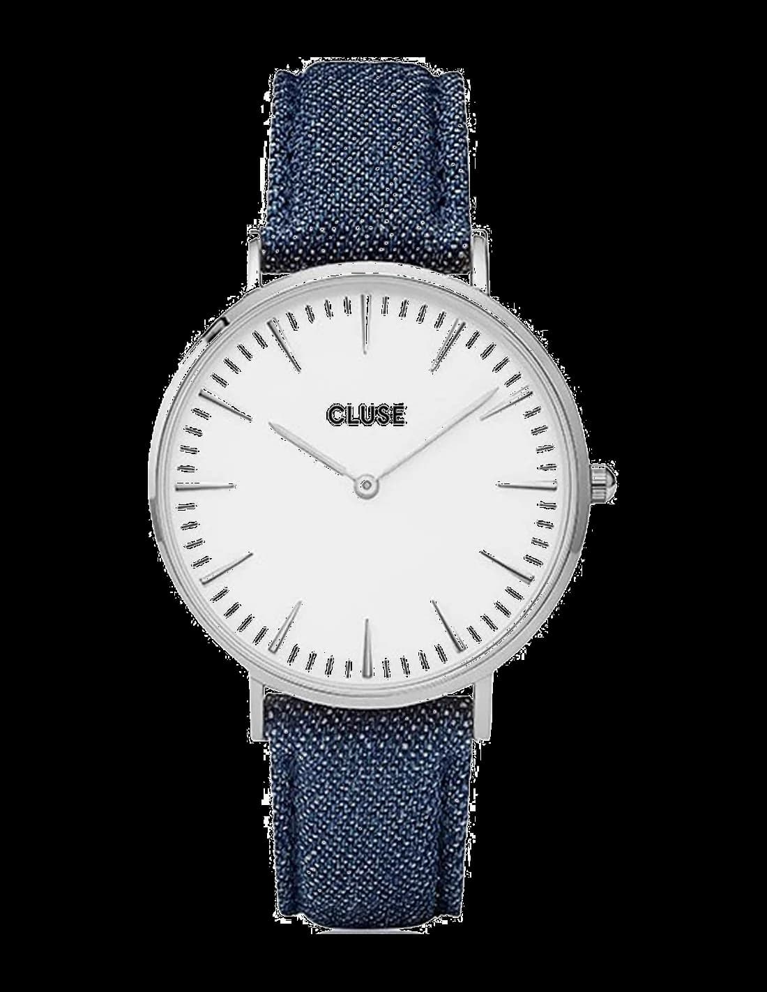 Montre Femme Cluse La Bohème CL18229 Bracelet Cuir Bleu Cadran Blanc