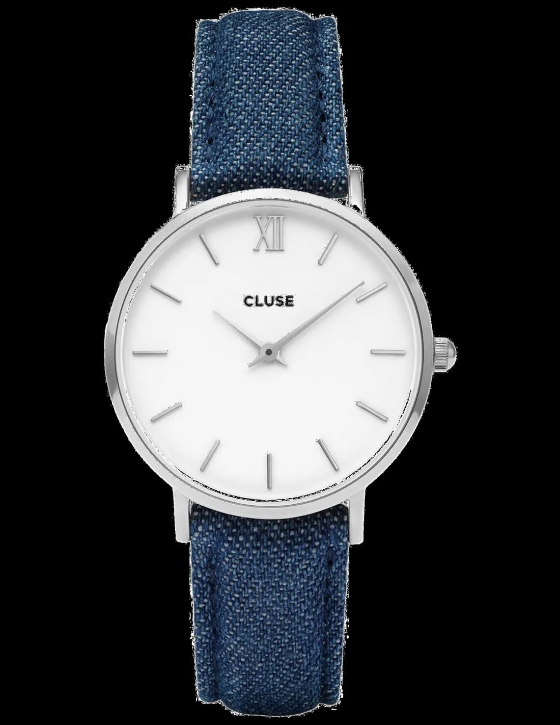 Montre Cluse Minuit CL30030 Bracelet Cuir Bleu Cadran Blanc 33mm