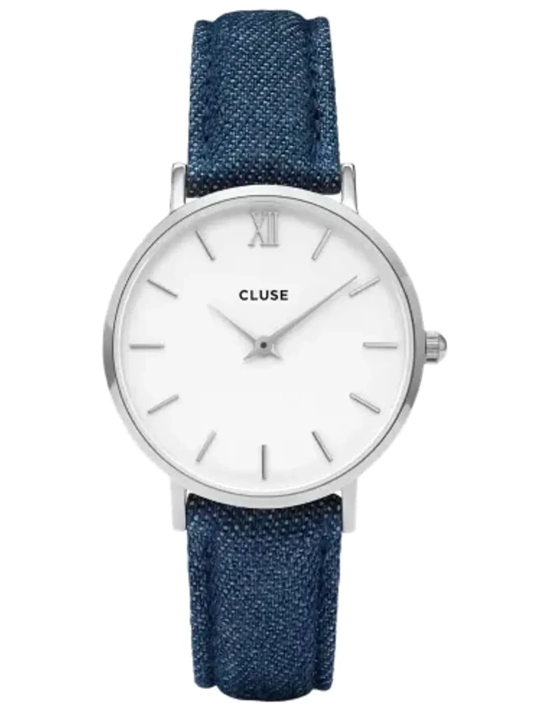 Montre Cluse Minuit CL30030 Bracelet en Jeans Denim Bleue