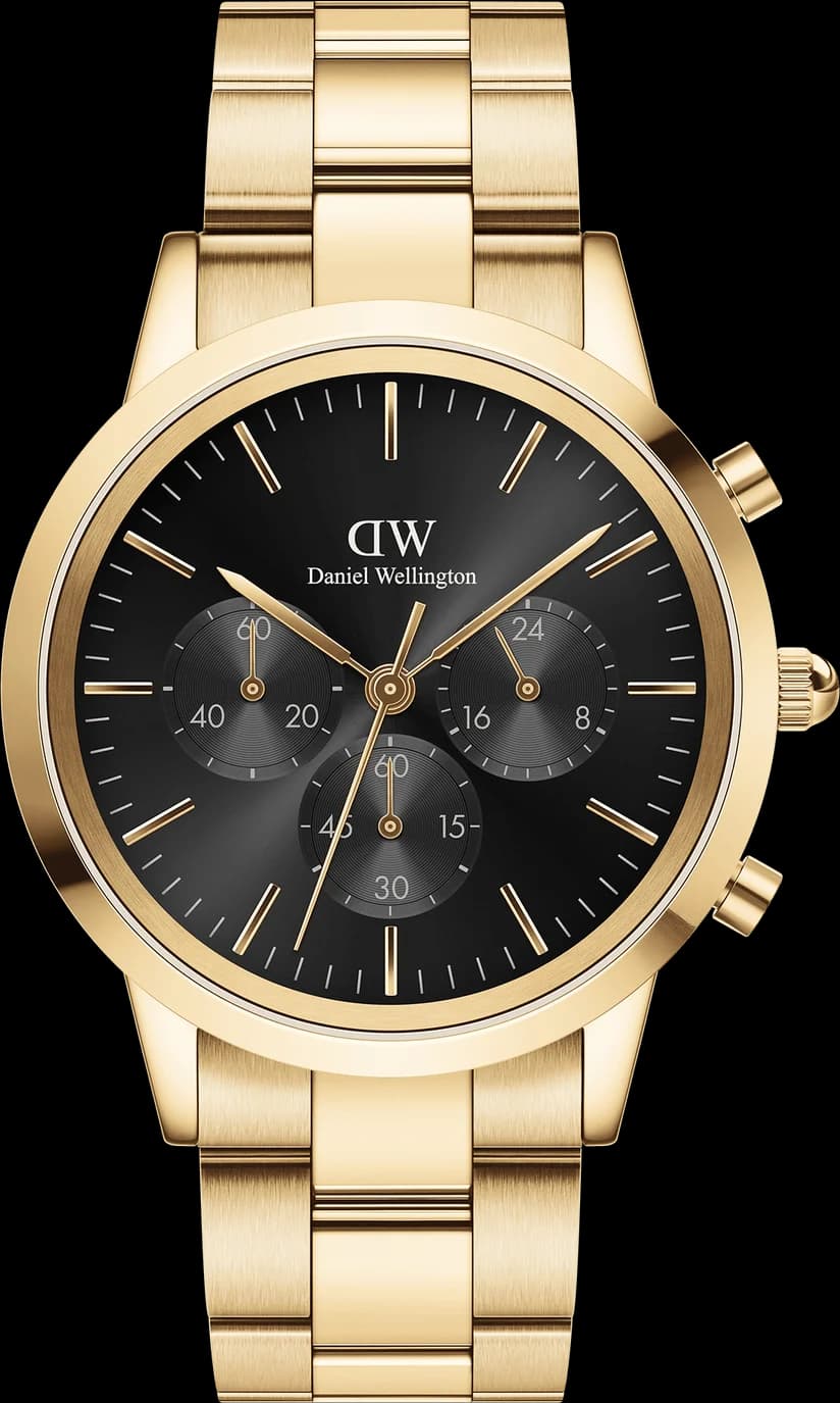 Daniel Wellington DW00100641 Iconic Chronograph Link Onyx G watch in yellow gold-plated steel