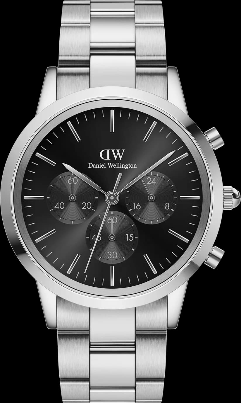 Daniel Wellington DW00100645 Iconic Chronograph Link Onyx G steel watch black dial