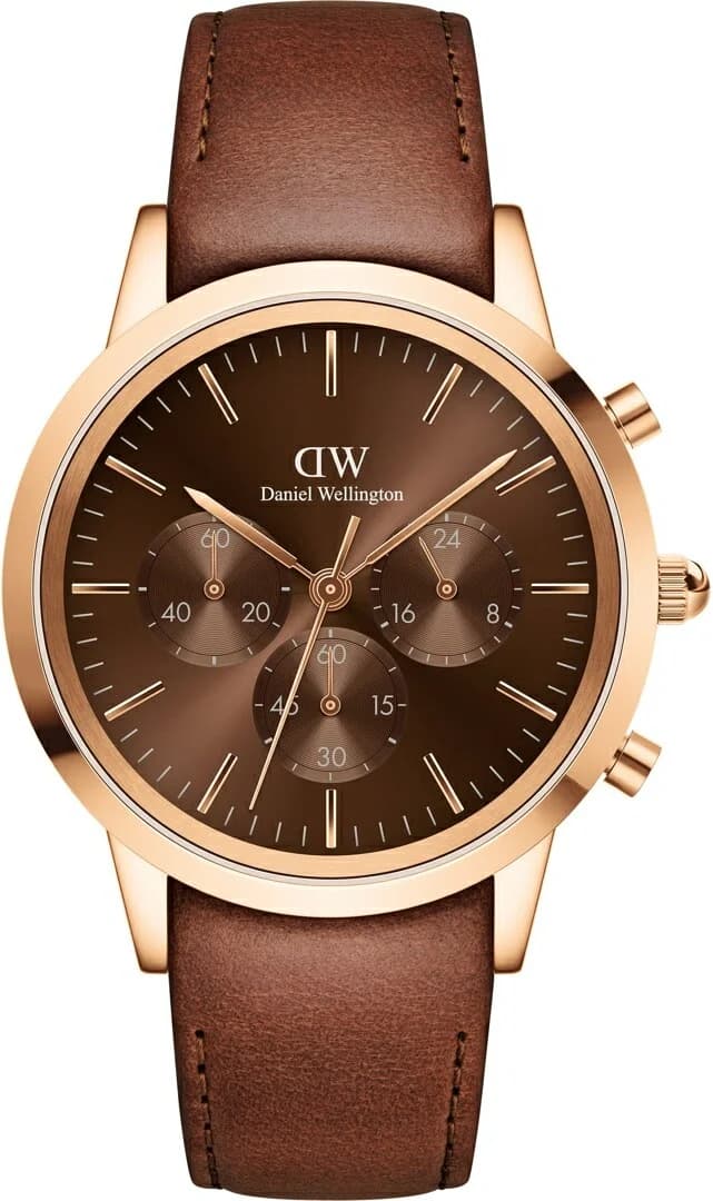 Men's Watch Daniel Wellington DW00100640 Chronograph Rose Gold and Brown Leather