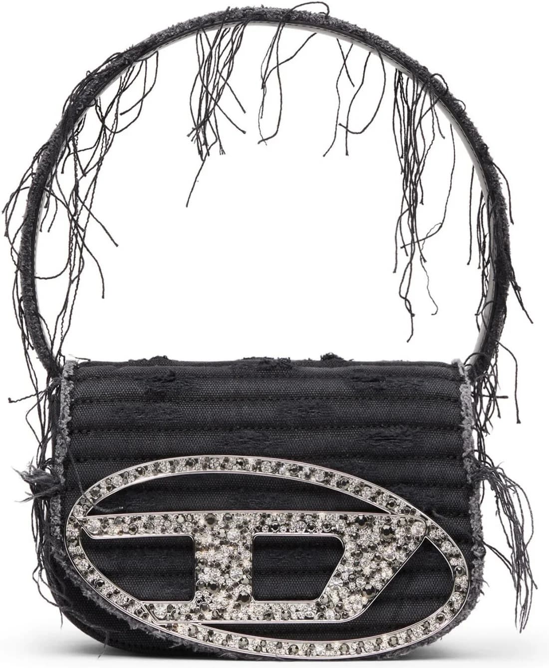 Sac à main Diesel 1DR sac iconique en toile denim noire et cuir avec bandoulière