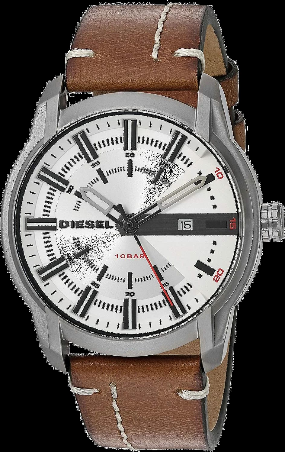 Montre Diesel DZ1814 Armbar Cuir Marron Cadran Acier Argent