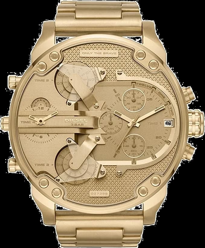 Montre Diesel Mr. Daddy DZ7399 acier doré jaune multi cadrans taille XXL