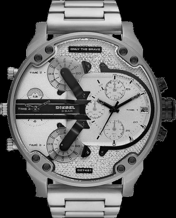 Diesel Mr Daddy chronograph XXL black DZ7421 oversized steel bracelet