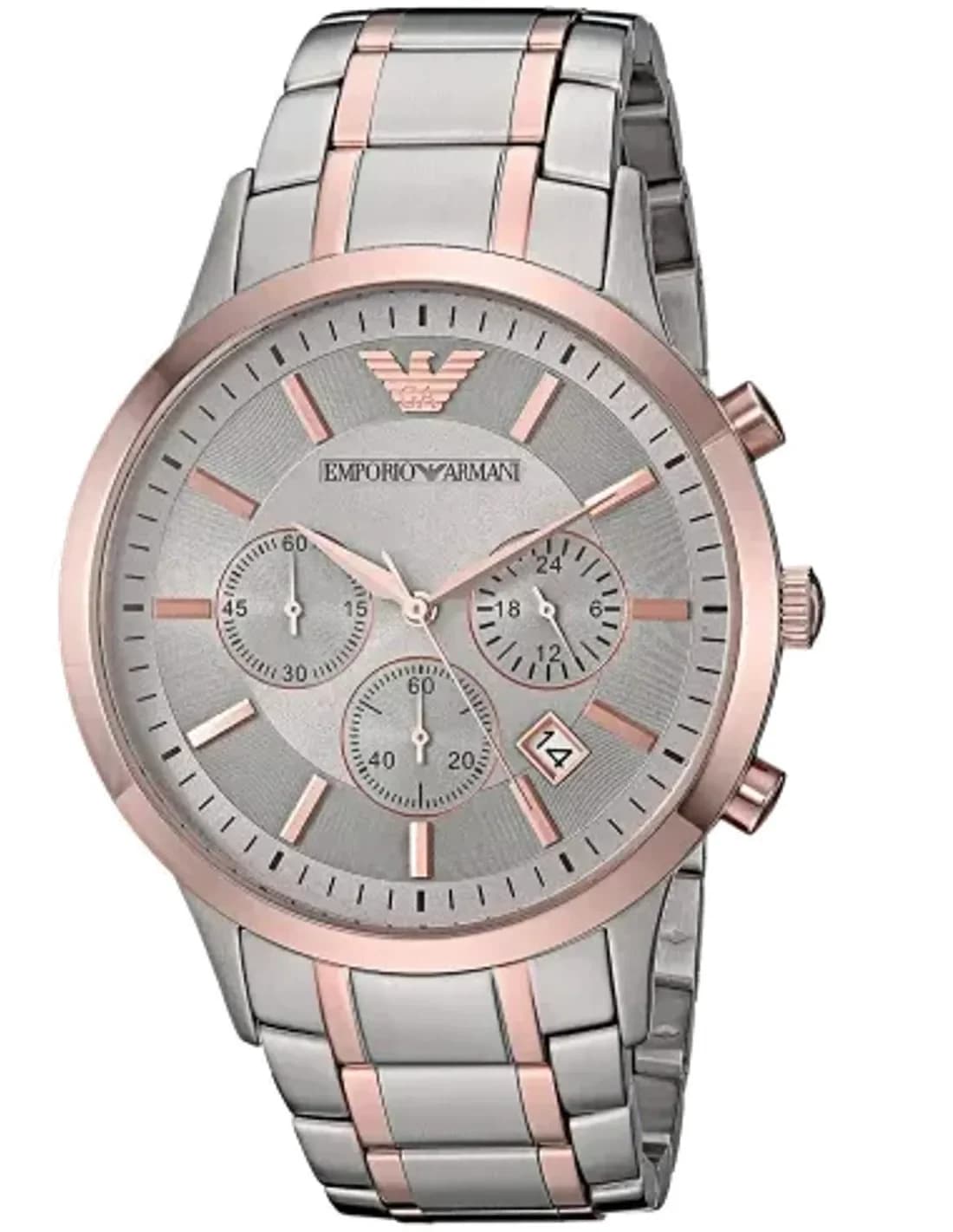 Emporio Armani AR11077 Men's Watch with Bi-tone Gold and Grey NATO Strap