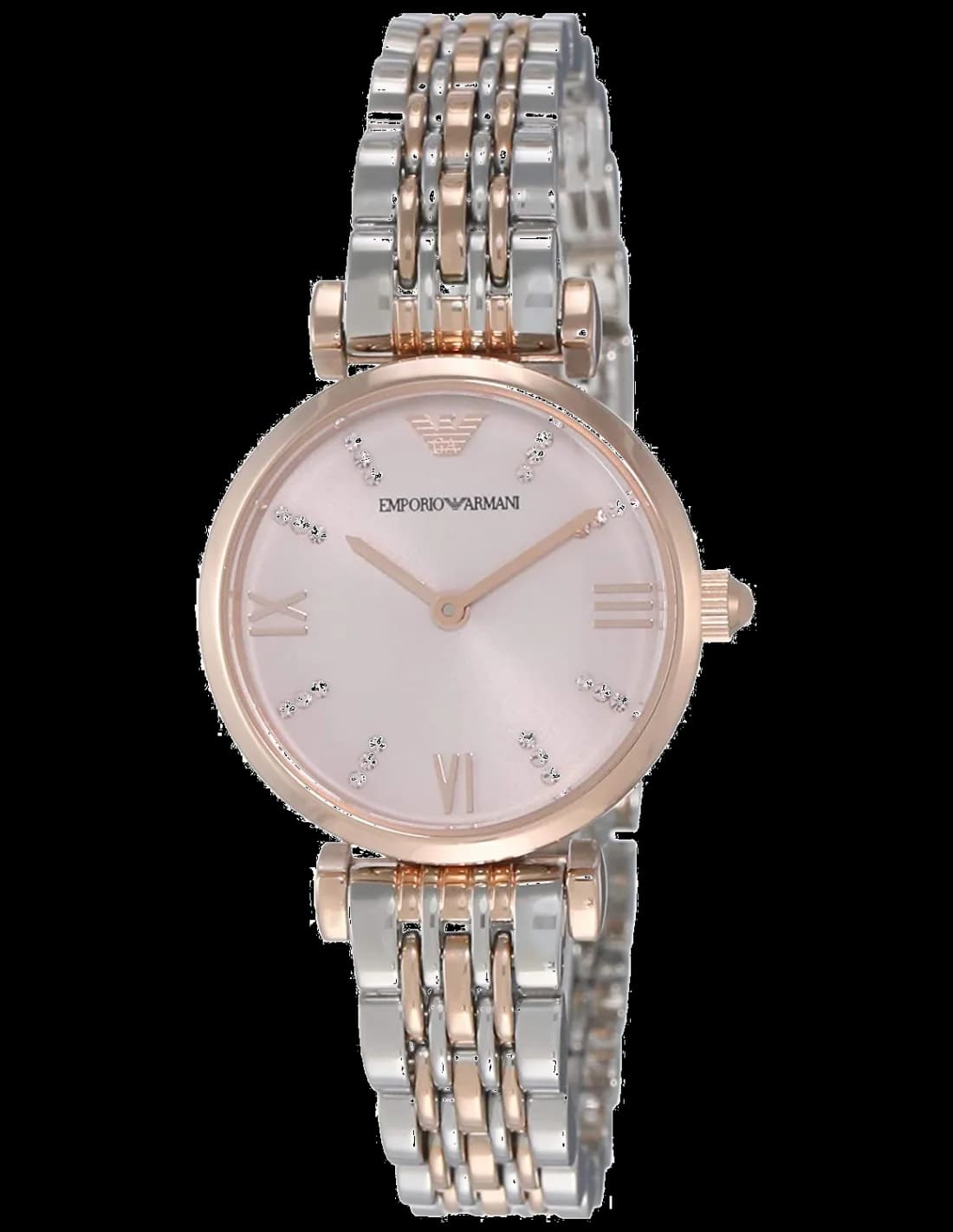 Montre Emporio Armani AR11223 Gianni T-Bar en Acier Rose Gold et Maille Milanaise