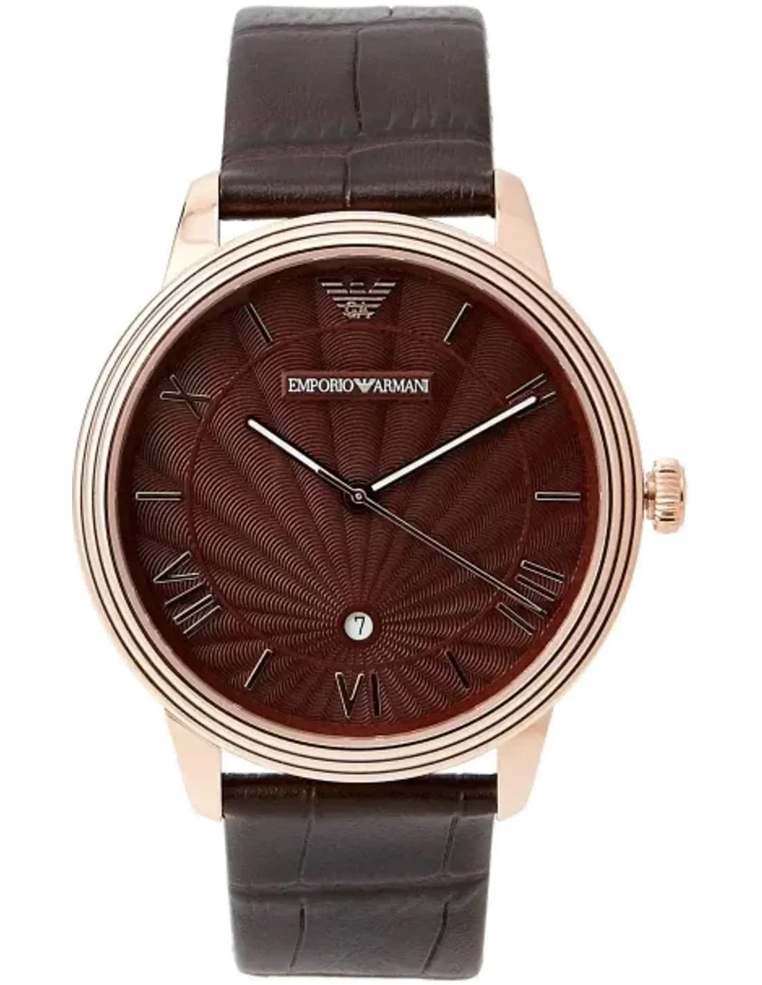 Men's Watch Emporio Armani AR1613 Black Leather Strap Black Dial