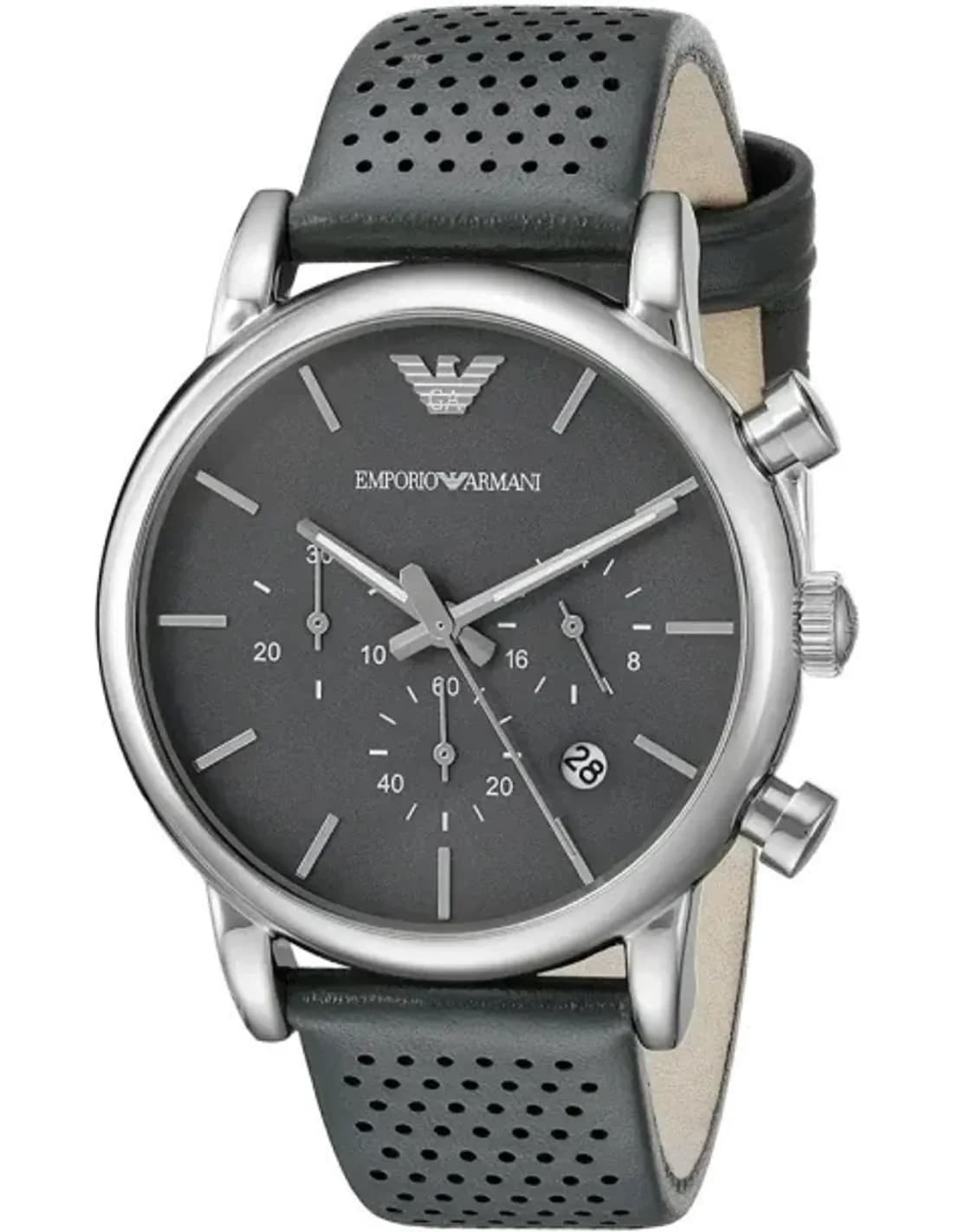 Montre Homme Emporio Armani Classic AR1735 bracelet cuir perforé