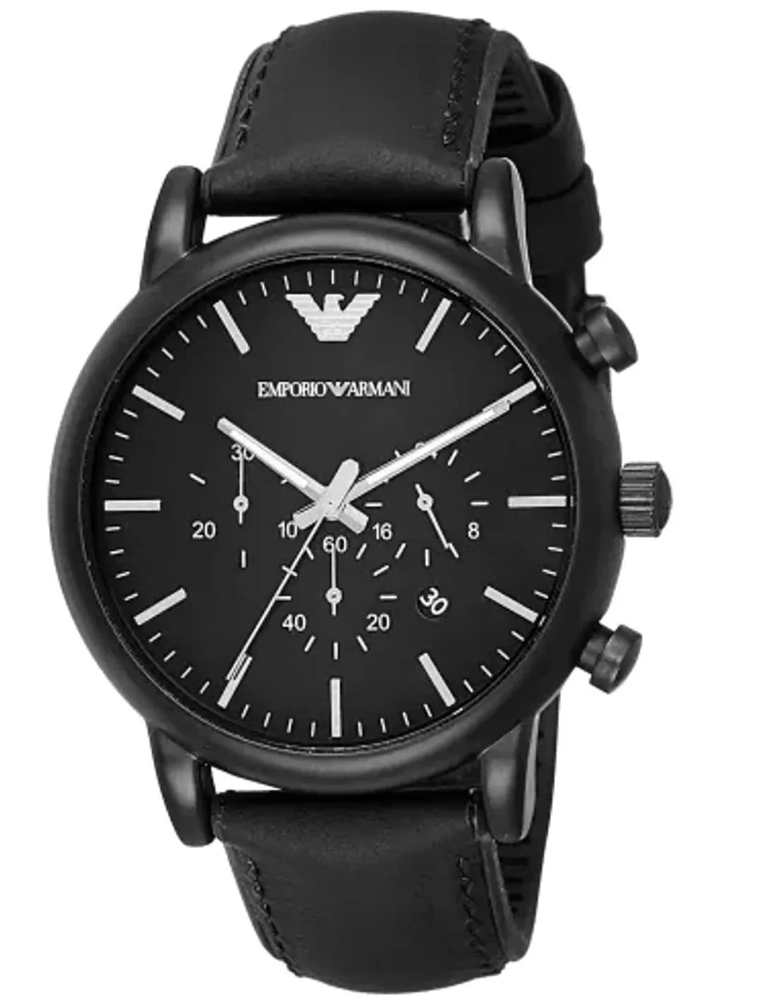 Montre Emporio Armani AR1970 Bracelet Cuir Noir Luigi