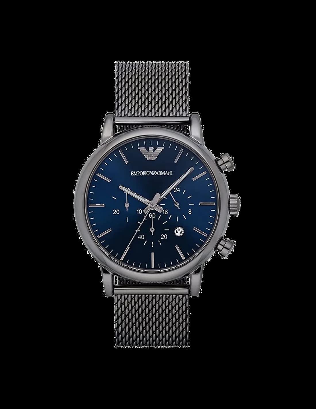 Montre Emporio Armani Luigi AR1979 Gunmetal bracelet en maille milanaise
